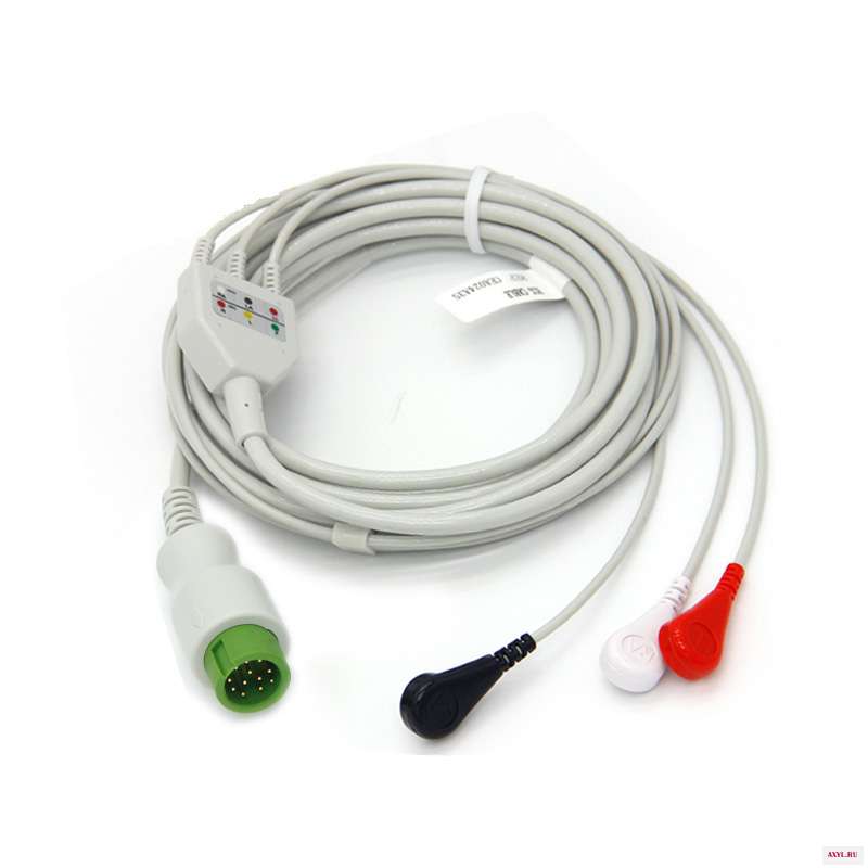 5 шт./лот цельный ЭКГ кабель 12Pin 3 поводка AHA Snap для MINDRAY PM5000 PM6000 T5/T6/T8|mindray| |